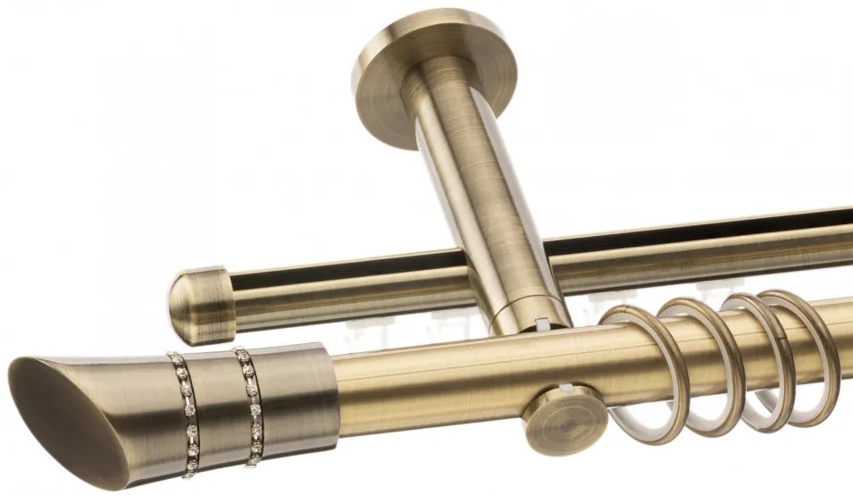 Galerie dubla Diva, teava neteda si profil,grosime 25 si 19mm, aur antic (Alege marime: 160 cm)