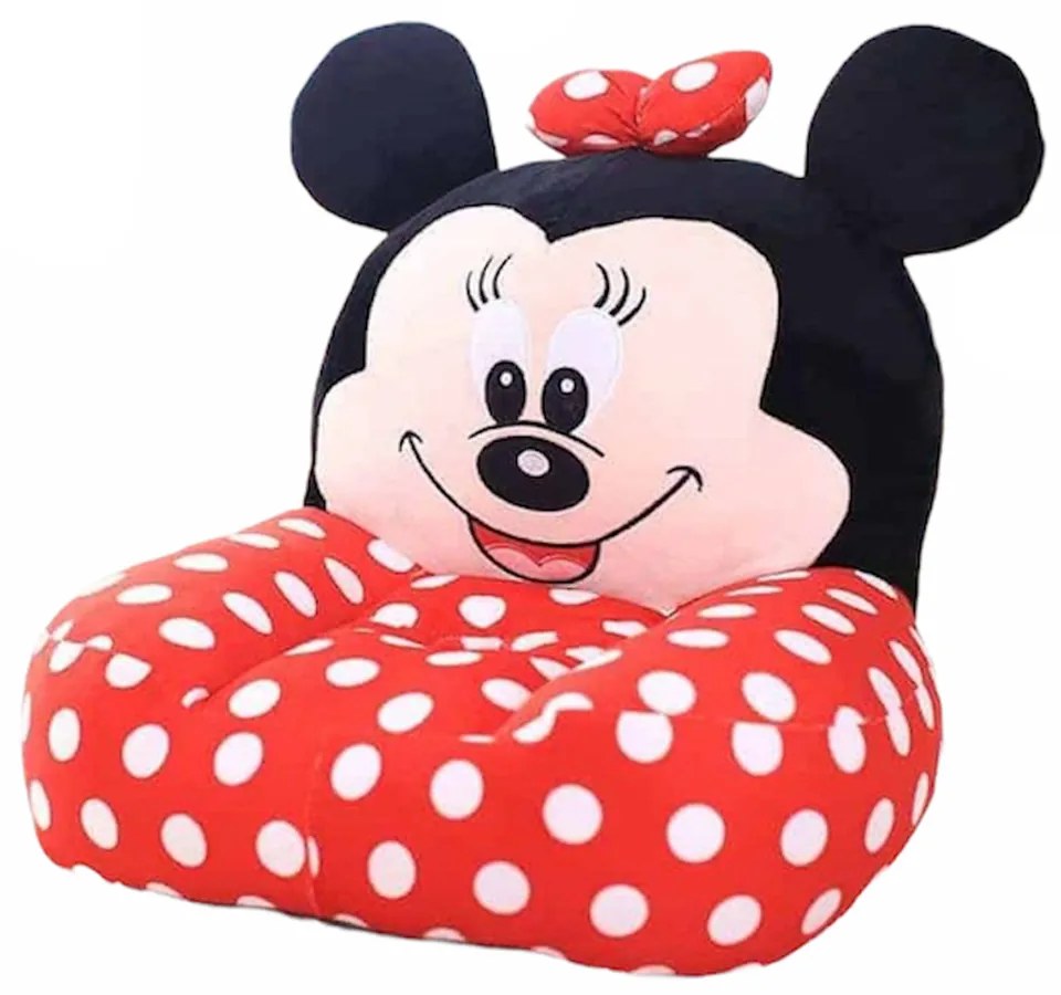 Fotoliu din plus pentru bebelusi cu spatar, Minnie Mouse cu buline, 50 cm, Multicolor, FPS-22