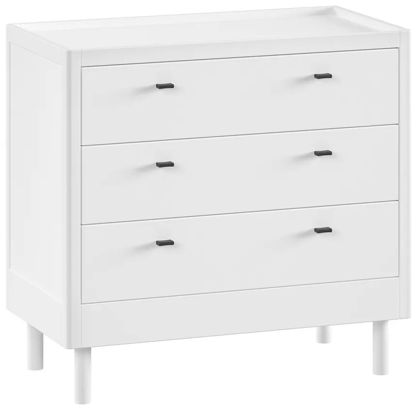 Comodă cu 3 Sertare Forrest Beech, din Lemn Masiv de Fag, Alb – Vipack
