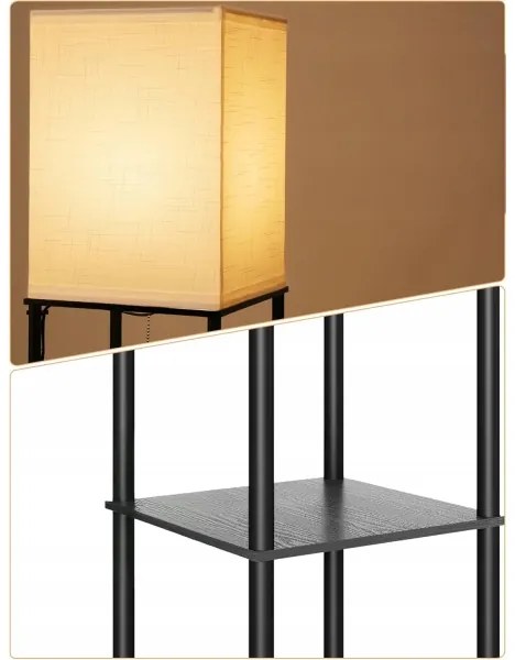 Lampă de podea cu polițe 1xE27/40W/230V 160 cm neagră/albă