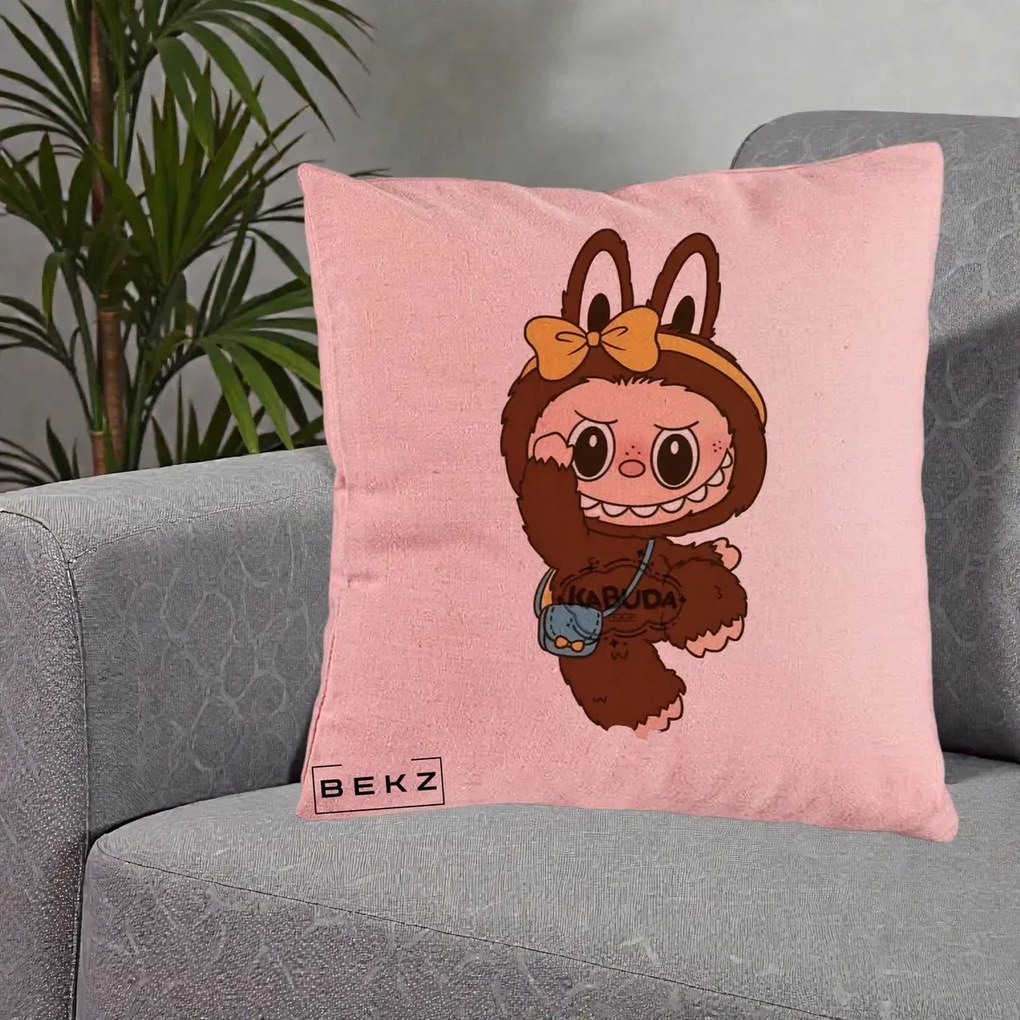 Perna Personalizata Kabuda Maro cu Funda Aurie, 40x40 cm, Roz, Husa Detasabila, Perna Inclusa, BEKZ®