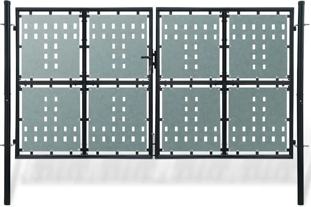 vidaXL Poartă de gard cu o singură ușă neagră, 300x175 cm