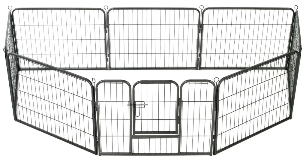Tarc pentru caini, 8 panouri, otel, 60x80 cm, negru 60 x 80 cm, 8 panouri.