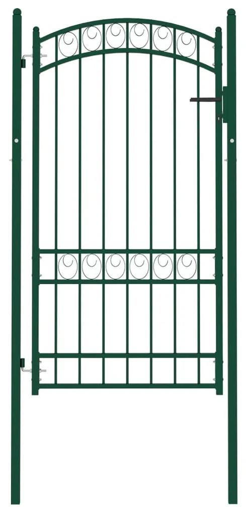 Poarta de gard cu arcada, verde, 100x175 cm, otel Verde, 100 x 175 cm