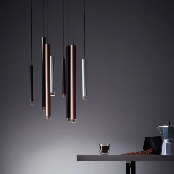 Brilliant - LED CEMBALO, lustră suspendată pe cablu, cu reglare a intensității, LED 32W, 230V, crom/negru/maro