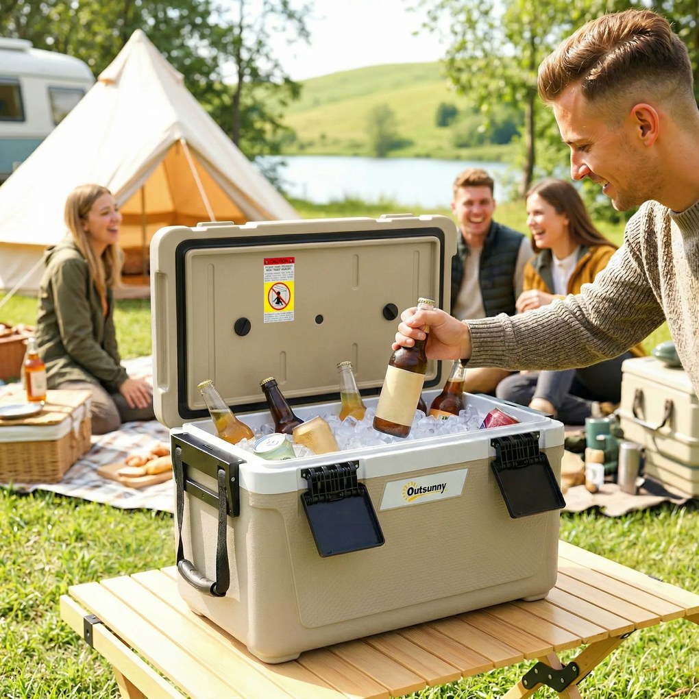 Outsunny cutie frigorifică auto picnic răcitoare portabile frigider băuturi reci călătorie ladă frigorifică congelator rigid bere 40L | Aosom Romania