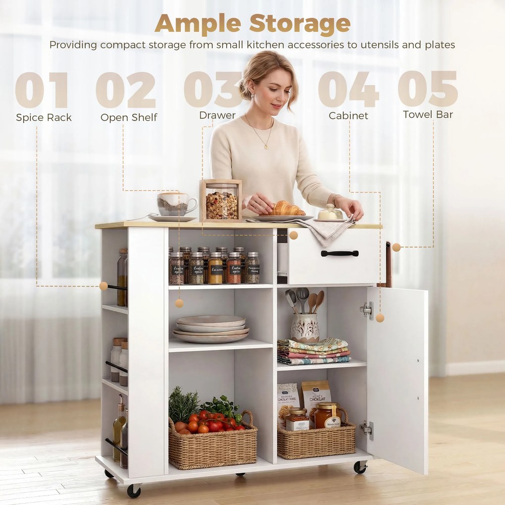 HOMCOM Cărucior mobil multifuncțional pentru depozitare | Aosom Romania