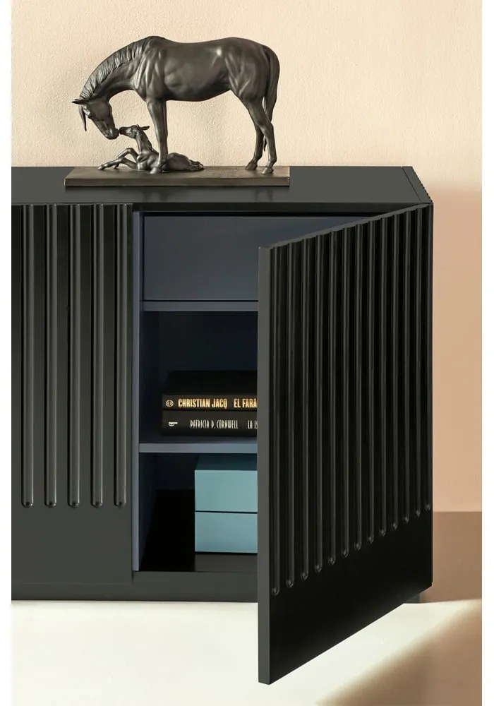 Comodă Teulat Doric, lățime 200 cm, negru