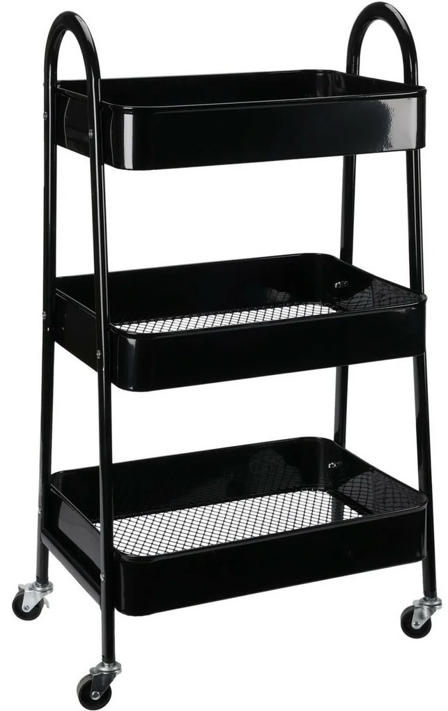 Storage Solutions Cărucior metalic de bucătărie cu3 rafturi 44 x 31,5 x 79,5 cm, negru