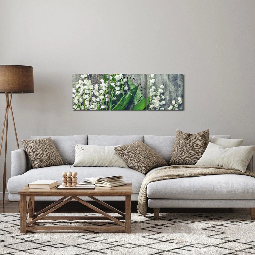 Tablou cu lăcrimioare (cu ceas) (90x30 cm)