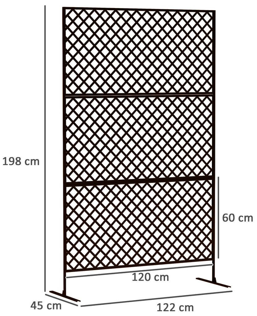 Outsunny Separator de mediu pentru exterior, Ecran de oțel pentru terasă, Verandă, Grădină, Grilă independentă, Oțel, Negru | Aosom Romania