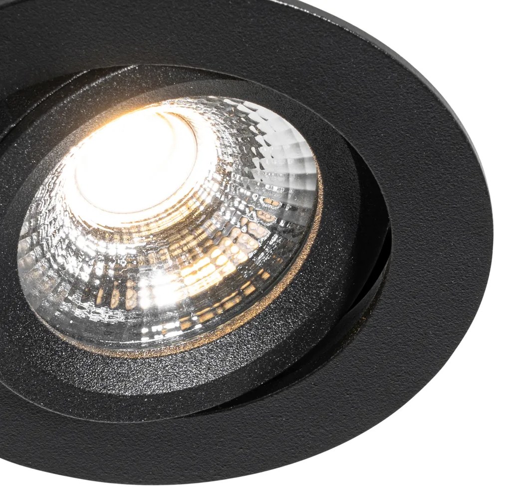 Set van 6 inbouwspots zwart kantelbaar 8,2cm incl. LED dim to IP54 ultra slim - Pupil