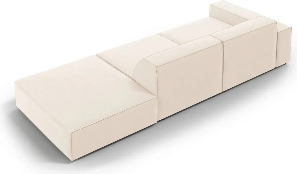 Canapea 3 locuri cotiera dreapta, Jodie, Micadoni Home, BL, 262x102x70 cm, catifea, bej deschis