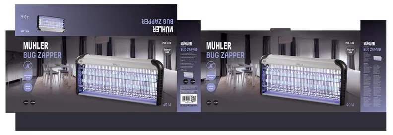 Lampa UVA pentru insecte Muhler MIK-100 1003954, 40W, 100 m², Sigura pentru oameni si animale, Functionare silentioasa, Negru/gri