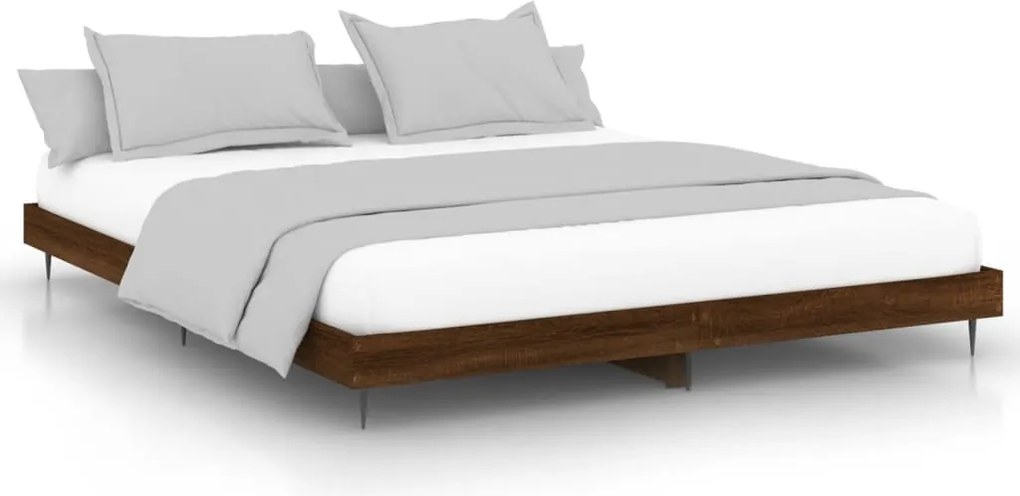 vidaXL Cadru pat fără saltea stejar maro 120x200 cm, lemn prelucrat