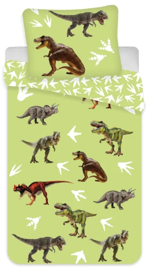 Dinozaur Set de lenjerie pentru copii Green 100×135cm, 40×60 cm