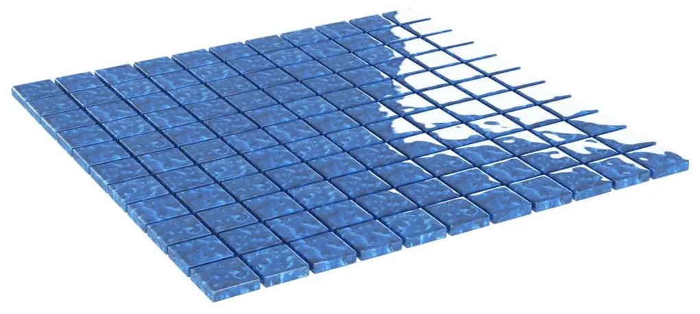 Placi mozaic, 11 buc., albastru, 30x30 cm, sticla 11, Albastru