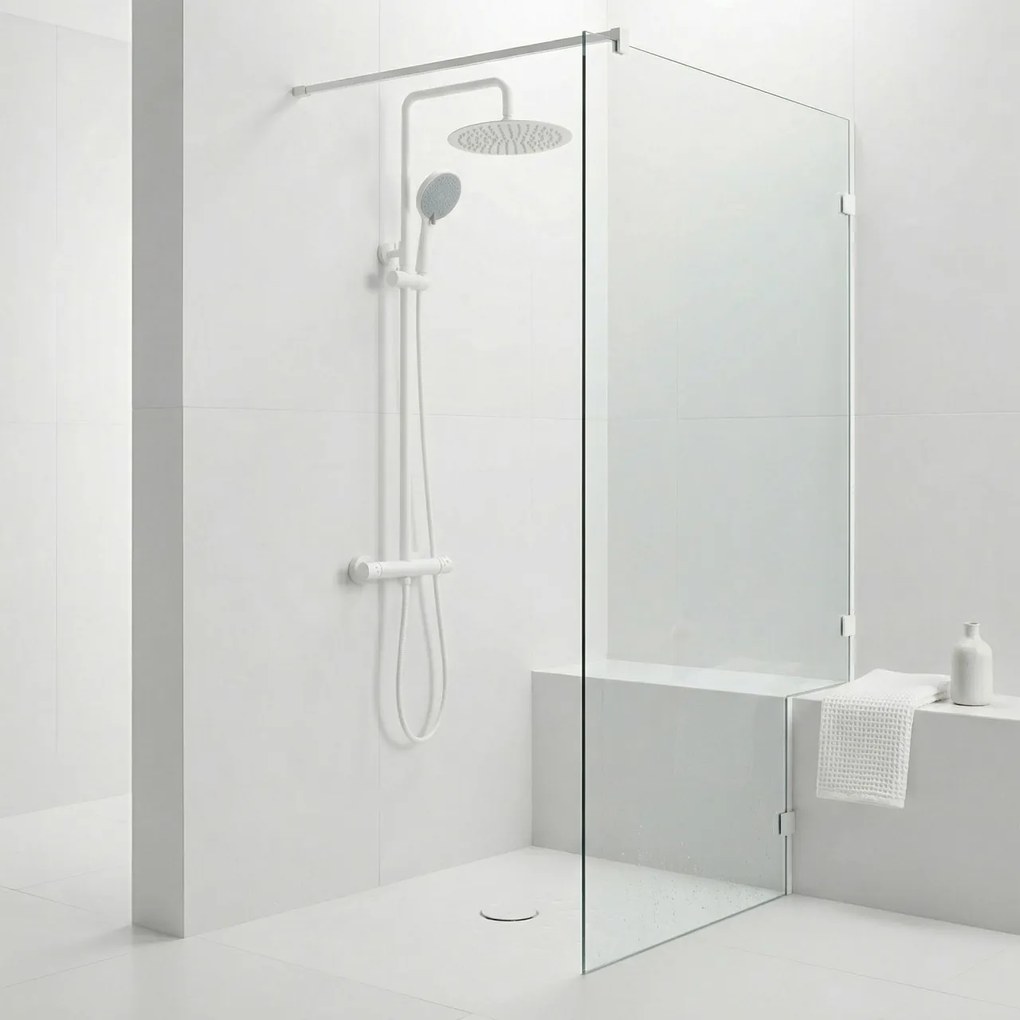 Set de duș fără pipă cu termostat Rea Lungo White