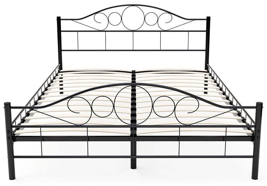 Cadru pat metalic Mimi cu grilaj cadou-negru-140x200cm