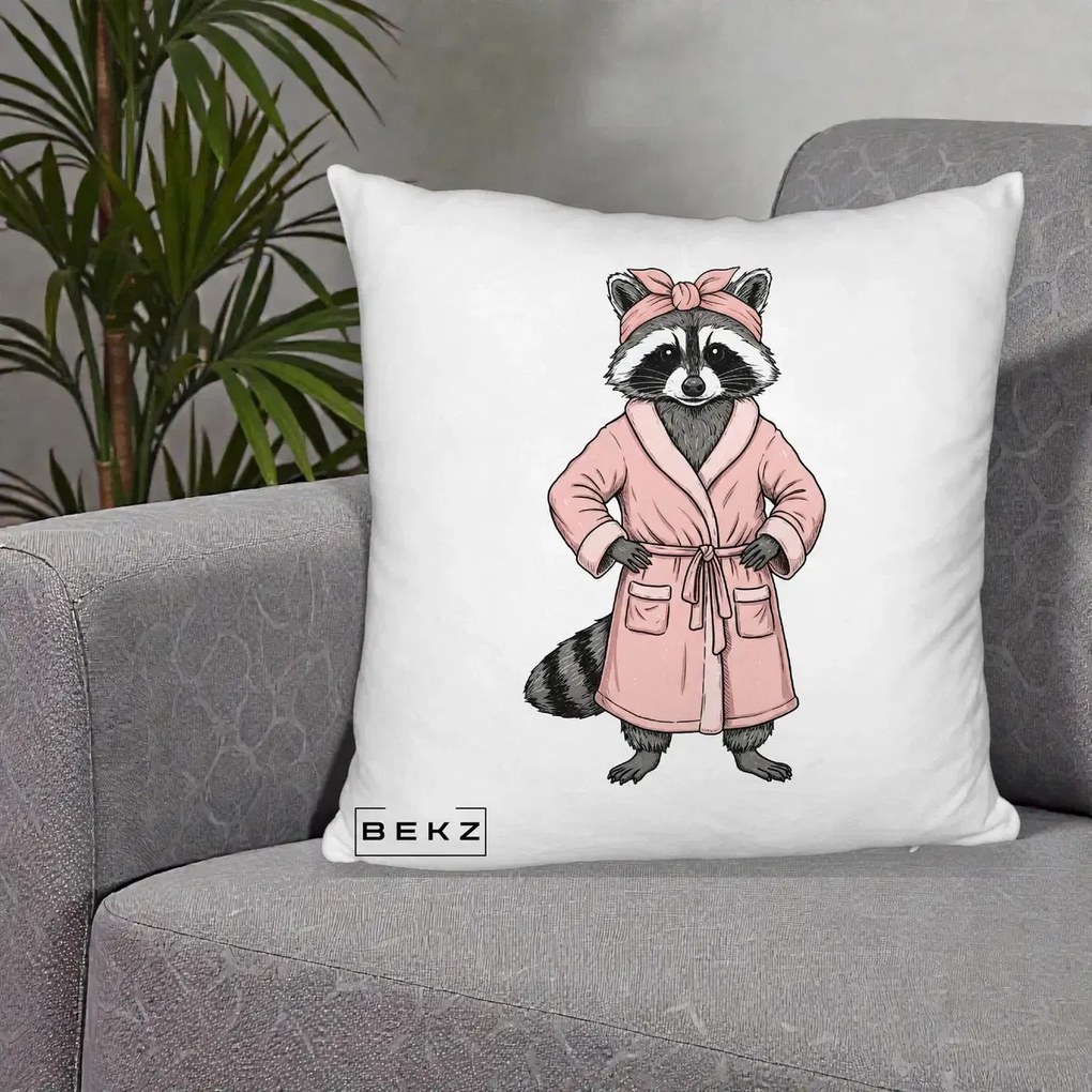 Perna Decorativa Albinuta Kawaii Vesela, 40x40 cm, Alb Pufos, Husa Detasabila, Perna Inclusa, BEKZ®