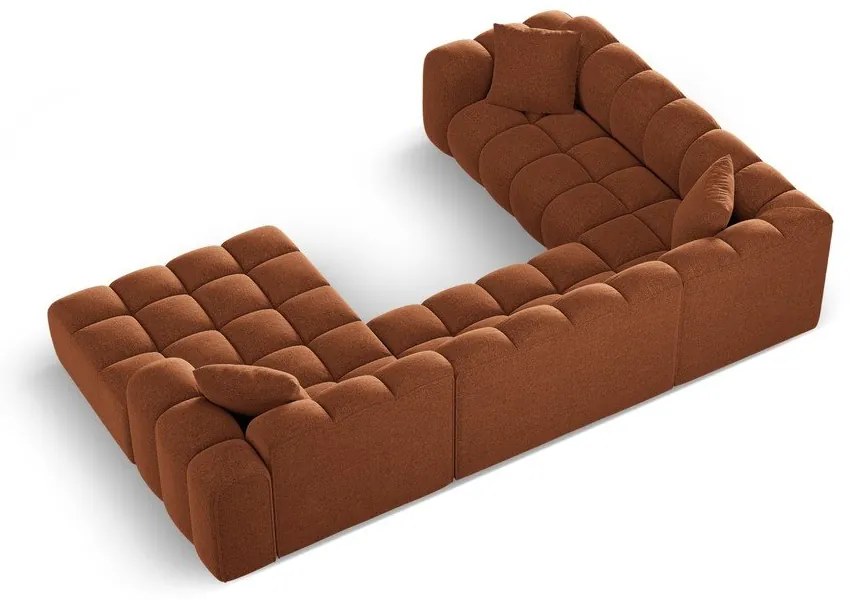 Colțar teracotă cu tapițerie din chenille (cu colț pe partea stângă/în formă de "U") Treno – Cosmopolitan Design
