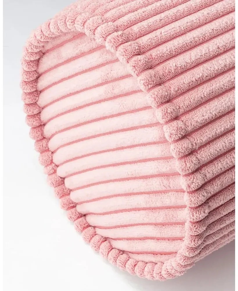 Pernă decorativă pentru copii roz cu tapițerie din catifea reiată Roll – Wigiwama