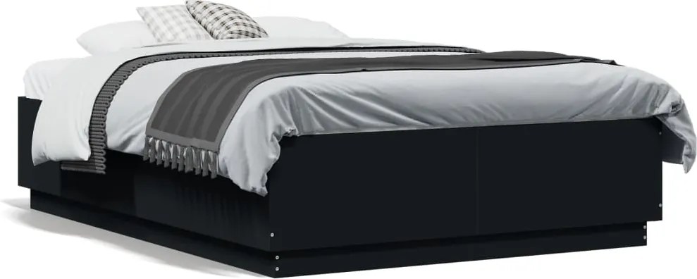 vidaXL Cadru de pat, negru, 120x190 cm, lemn prelucrat