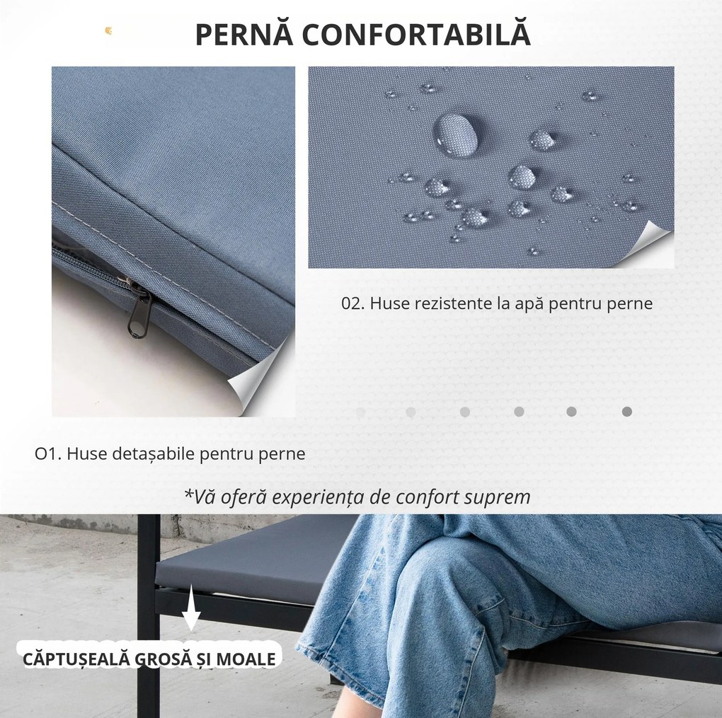 Outsunny Set Mobilier de Grădină din Ratan din 2 Scaune cu Brațe pentru Terasă, Bancă și Masă de Cafea, 80x42x37 cm, Negru | Aosom Romania