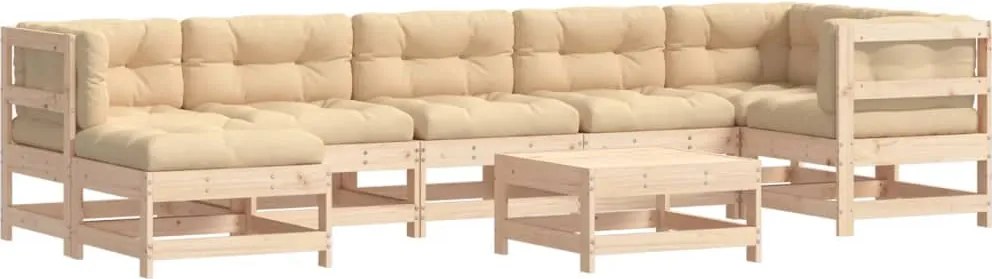 vidaXL Set mobilier de grădină cu perne, 8 piese, lemn masiv