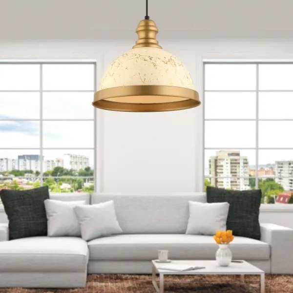 Lustră MONZA pe cablu, 1xE27/40W/230V, Ø 29 cm, crem/bronz