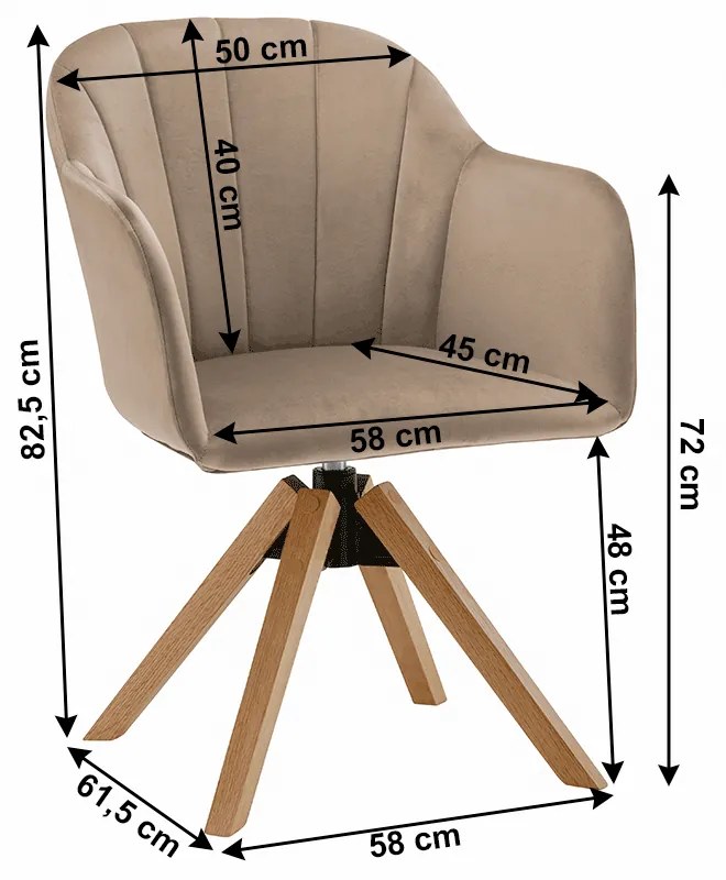 Fotoliu rotativ, textil Velvet, taupe gri-maro fag, DALIO