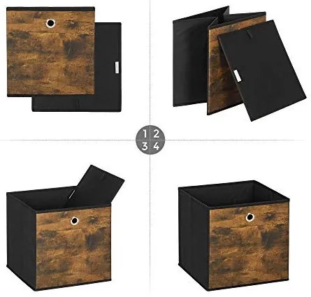 Set 6 cutii de depozitare, Songmics, Negru, 30x30x30 cm