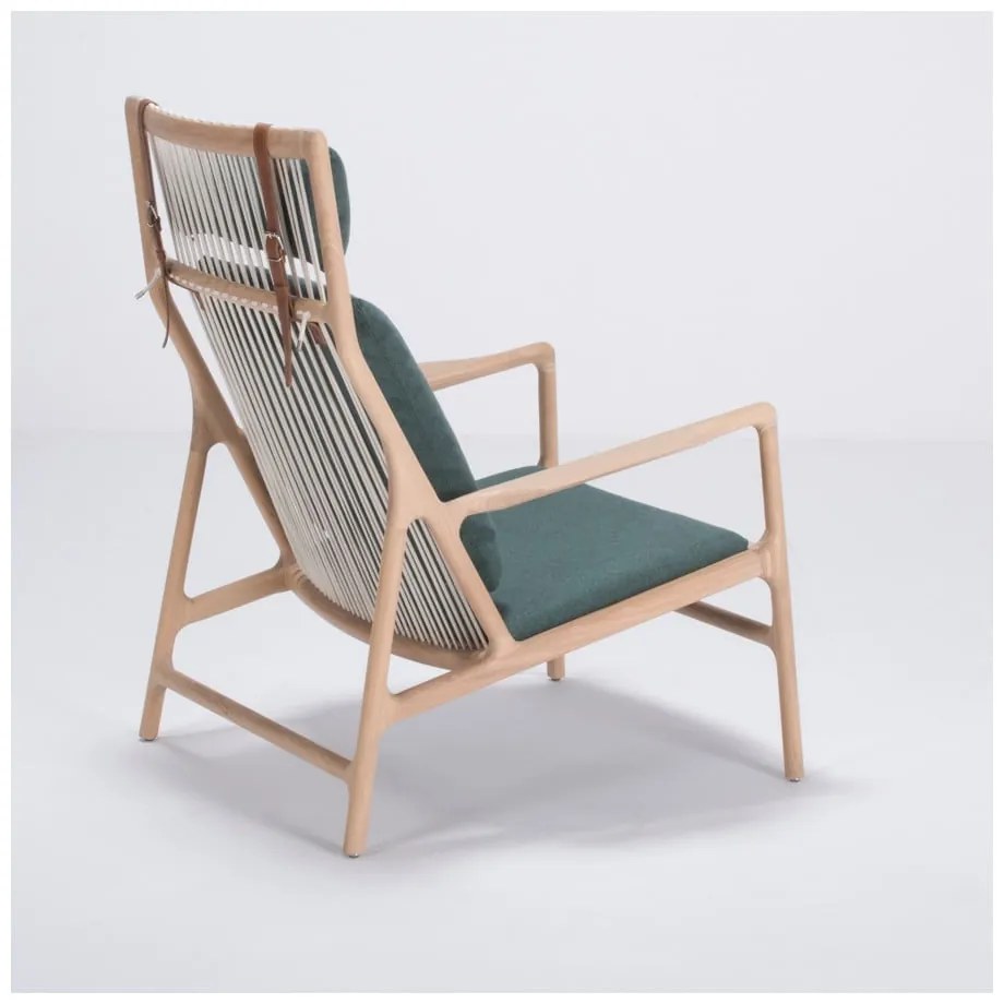 Fotoliu cu construcție din lemn de stejar Gazzda Dedo, verde