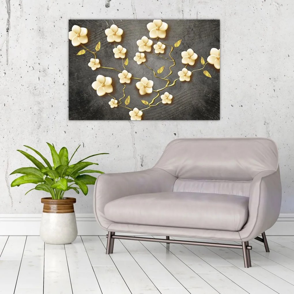 Tablou - Arbust auriu pe fundal negru (90x60 cm)