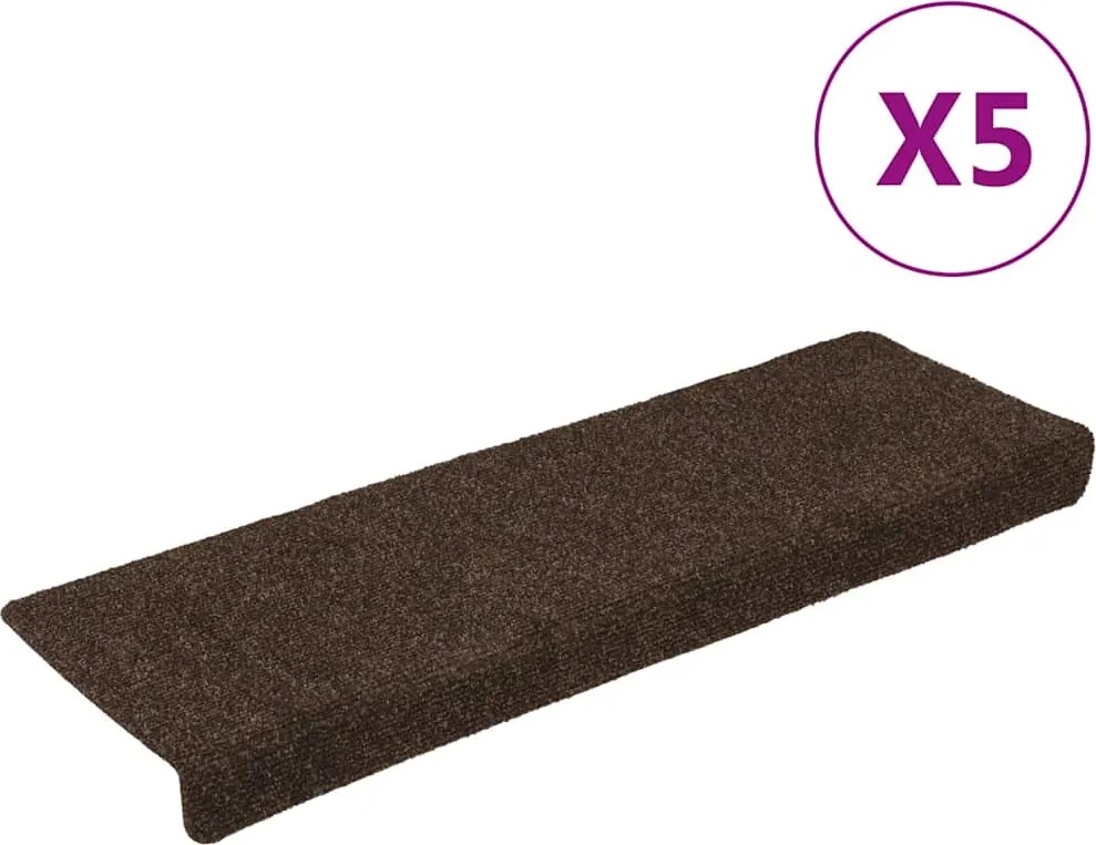vidaXL Covorașe autoadezive pentru scări, 15 buc., 65x21x4 cm, maro, cu margini dreptunghiulare