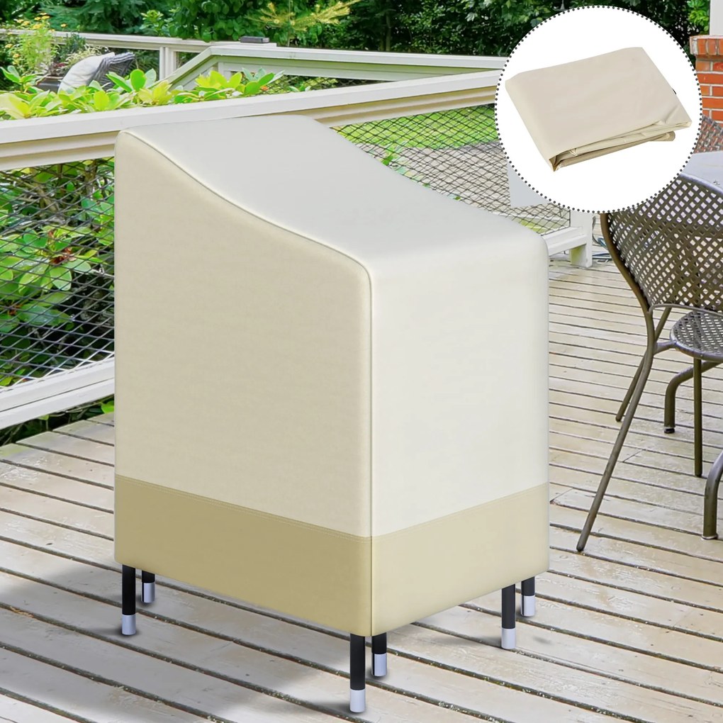 Outsunny Husă de protecție pentru scaune de grădină stivuibile prelată impermeabilă 90L x 70l x 115H cm Oxford înaltă densitate 600D Bej, Cafea | Aosom Romania