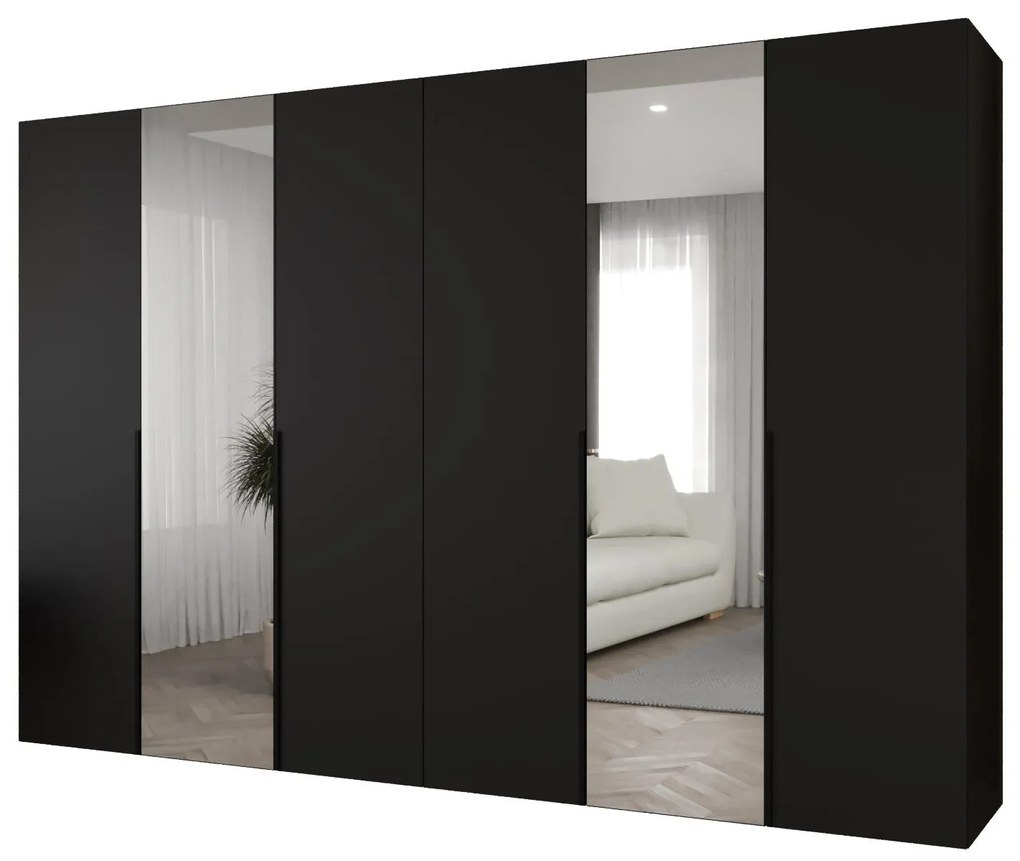 Dulap de haine 300 cm Alice 2 (Negru + Negru). 1126195