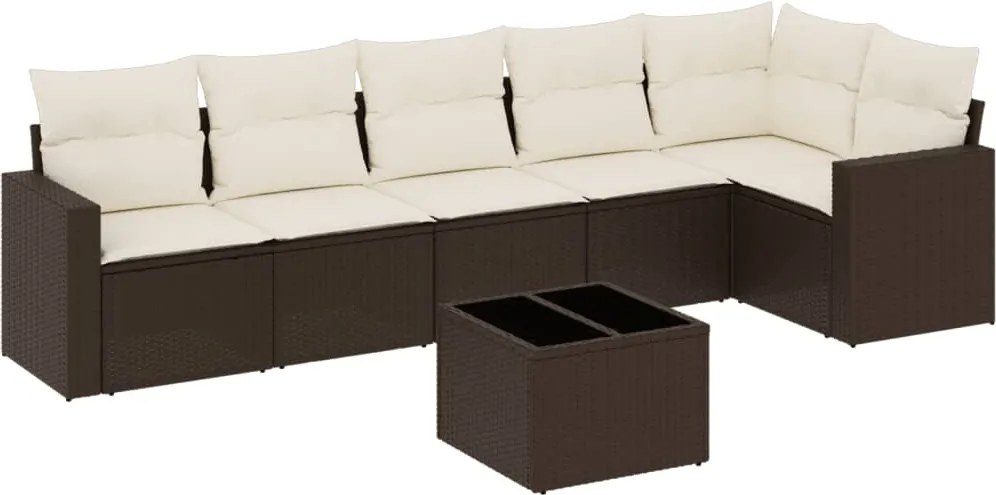 vidaXL Set canapele de grădină cu perne, 7 piese, maro, poliratan
