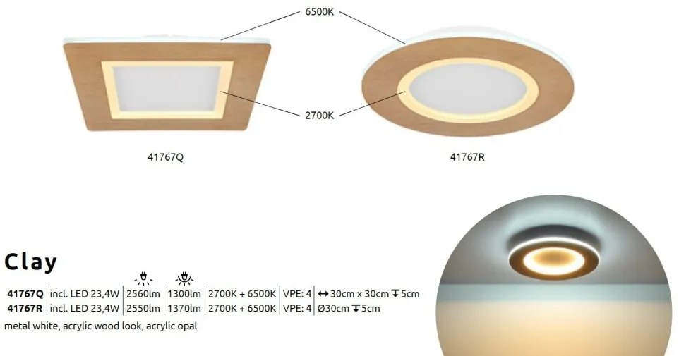 Plafoniera LED design modern Clay 30cm