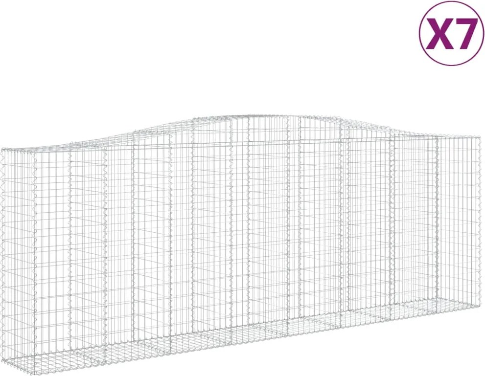 vidaXL Coșuri gabion arcuite 7 buc, 400x50x140/160 cm, fier galvanizat