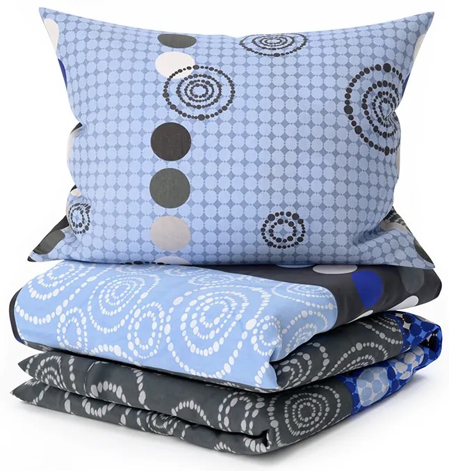 Lenjerie de pat din bumbac CERCURI ALBASTRU, albastru Dimensiune lenjerie de pat: 70 x 90 cm | 140 x 200 cm