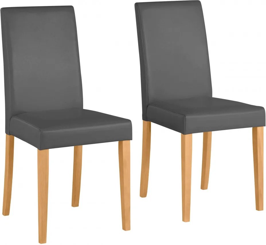 Set de 2 scaune Lucca, piele sintetică, gri , 43 x 56 x 92 cm