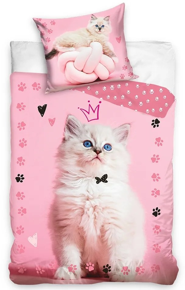 Lenjerie de pat din bumbac Kitty Princess , 140 x200 cm, 70 x 90 cm