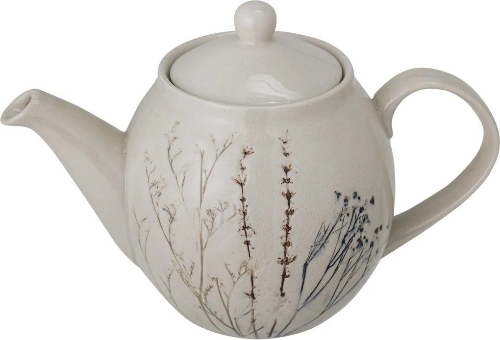 Ceainic din ceramică cu flori de câmp aplicate manual, D13,5×H17 cm, 1200 ml, „Bea"