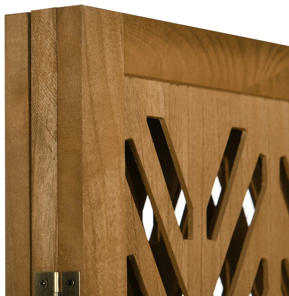 HOMCOM Paravent din lemn cu modele perforate, divizor de cameră interior pliabil cu 3 panouri din lemn 120 x 170 cm natural | Aosom Romania