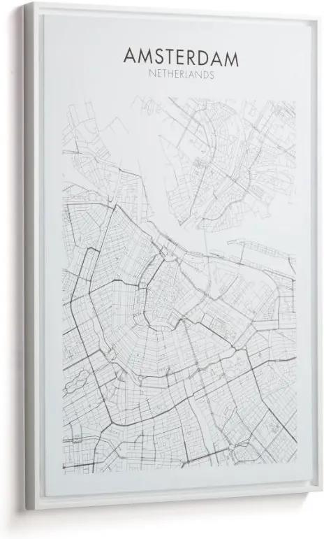 Tablou alb/negru din lemn 50x70 cm Uptown Amsterdam La Forma