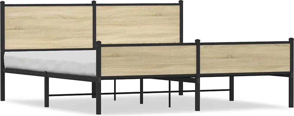 vidaXL Cadru de pat metalic fără saltea, stejar sonoma, 180x200 cm