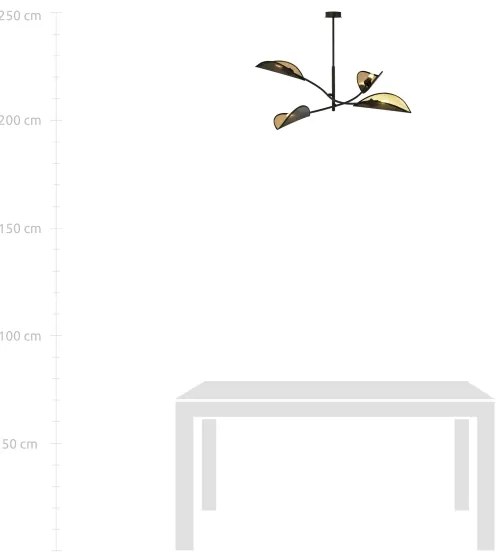 Lustră pe tijă LOTUS 4xE14/10W/230V negru/auriu