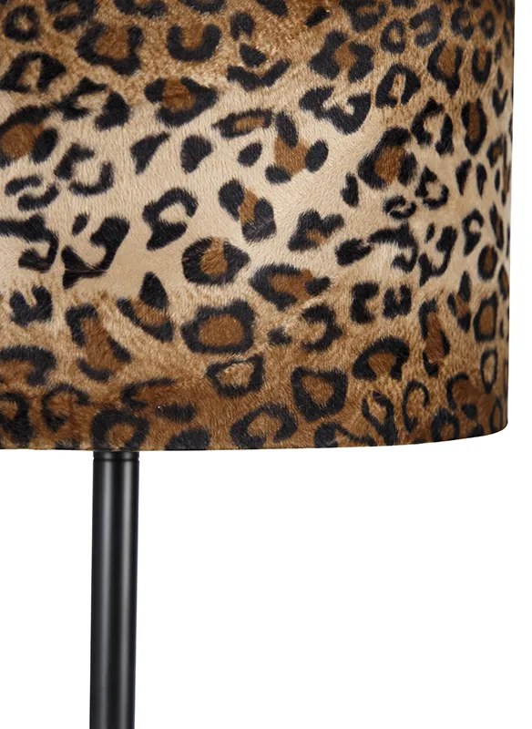 Lampă de podea cu abajur negru cu imprimeu leopard 40 cm - Simplo