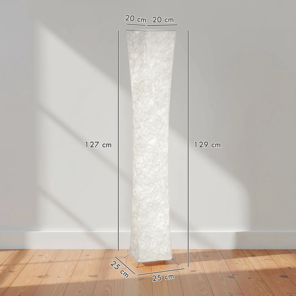 HOMCOM Lampă de Podea Modernă cu Întrerupător de Picior, din Oțel și Plastic, 25x25x129 cm, Alb și Argintiu | Aosom Romania